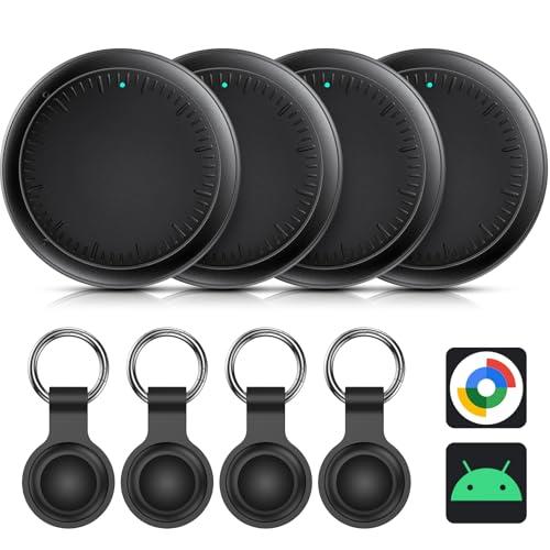 Air Tracker Tag Android, 4 Pezzi Smart Airtag Android, Funziona con Google Dov'è App, Bluetooth Trova Oggetti, Air Tracker Tag Bluetooth Localizzatore Chiavi per Chiavi/Bagagli/Valigie (Nero)