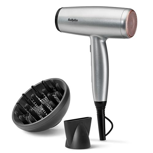 BaByliss Cosmos Phon Capelli Leggero - NUOVO 2025, Diffusore per Asciugacapelli, Potente ed Elegante da 2100W, Ionico Anti-Crespo, 3 Impostazioni di Calore e 2 di Velocità, Argento, D580DE