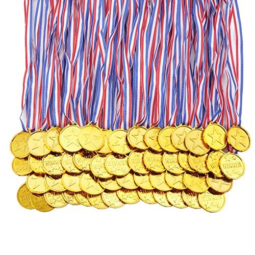 flintronic Medaglie per Bambini, 52 Pezzi Winner Medaglie Bambini, Bambini Medaglie di Plastica, con Nastri al Collo, Bomboniere per Bambini per Giochi per Feste di Giorno di Sport Scolastico