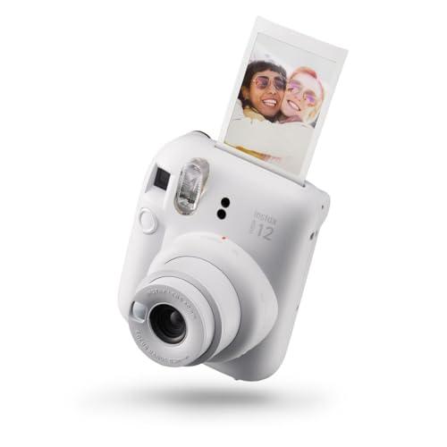 instax mini 12 macchina fotografica istantanea, esposizione automatica con lente selfie incorporata, Bianco Argilla
