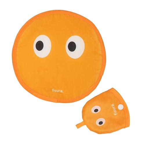 Fisura Ventaglio rotondo pieghevole Occhi. Ventilatore a mano pieghevole originale. Frisbee arancione divertente. 1 pezzo. Ventaglio portatile per feste. 20 cm., Occhi, 1 pezzo, Taglia unica