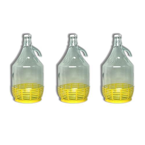 FERROELETTRA Damigiana Vetro 5 Litri - Bottiglione con Chiusura Meccanica Ermetica Con Guarnizione Dama per Olio - Contenitore Olio 5 Litri - Damigiane e Bottiglioni per Prodotti Alimentari (3 Pezzi)