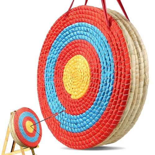 VEVOR Bersaglio da Tiro con l'Arco Portatile Diametro 50,8 cm, Bersaglio Portatile Paglia 5 Strati Spessore 10,16 cm per l'Allenamento Alta Visibilità, Bersaglio per Tiro con Arco Esterno Interno