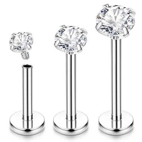 Chriscoco 18G G23 Titanio Labret Trago Labbro Orecchio Naso Medusa Cartilagine Piercing Helix - 6/8/10MM