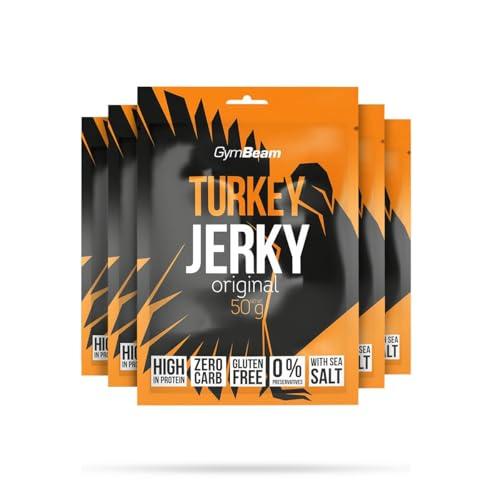 GymBeam Carne Secca di Tacchino, Turkey Jerky 50g, Snack Leggero e Ricco di Proteine, Carne di Tacchino di Alta Qualità, 38,4g di Proteine per Porzione, Gusto Eccezionale (50 g (5er pack))
