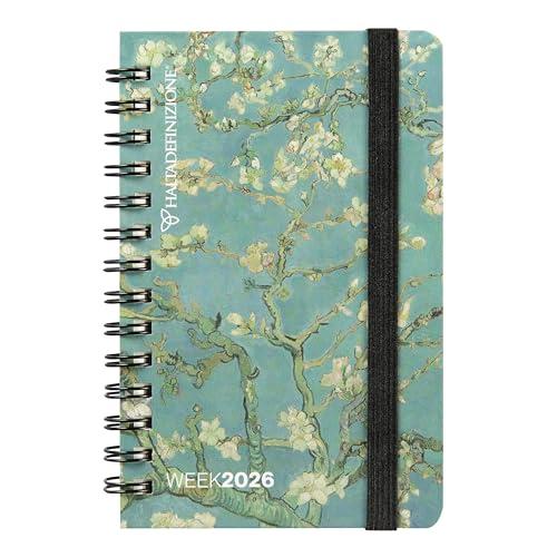 HALTADEFINIZIONE - Agenda Settimanale 12 Mesi, Agenda 2026 con Copertina Stampata con un'Opera d'Arte, Chiusura ad Elastico, Doppio Segnalibro e 352 Pagine, 9x13h cm, Ramo