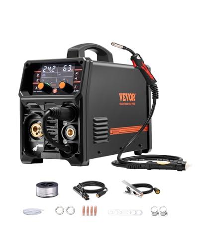 VEVOR Stazione Saldatura MIG Corrente Uscita 200 A, Saldatrice MIG Portatile Senza Gas MIG Gas MMA Lift TIG AU TIG 5 in 1 IGBT Tecnologia Inverter Schermo LCD, Torcia Lift TIG Non Inclusa