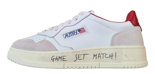 AUTRY Scarpe Sneakers da Uomo in Pelle e camoscio Match AULM MA10 Bianco e Rosso (Sistema Taglie Calzature EU, Adulto, Numero, Media, 41)