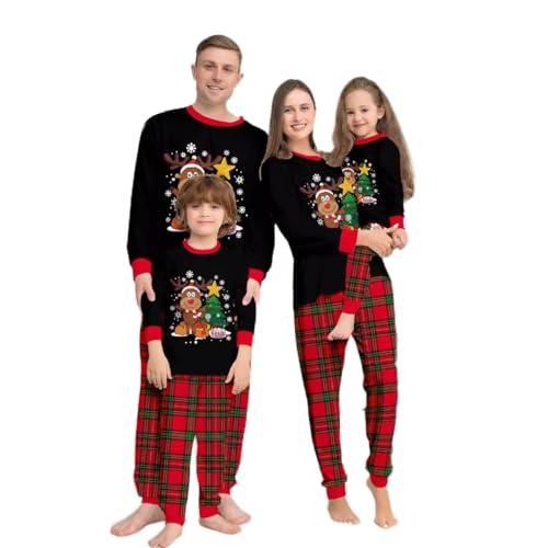 Aidodmom Pigiami Natalizi per Tutta la Famiglia Due Pezzi Pigiama Abbinati Coppia Fidanzat Natalizi Stampa Scintillante di Babbo Natale Pigiama Famiglia Coordinati SetUomo
