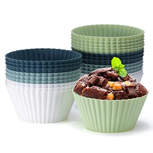 Set di 24 stampi per muffin in silicone: Stampi in silicone senza BPA per muffin e cupcakes - Stampi riutilizzabili e antiaderenti per torte, creme e budini.
