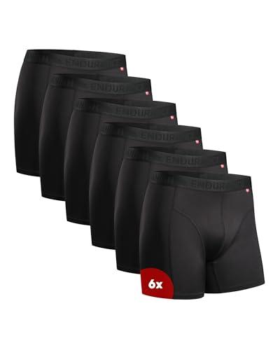 DANISH ENDURANCE Boxer Sportivi, in Microfibra, Elasticizzato, Intimo per Sport, da Uomo, 6 Paia, Nero, L