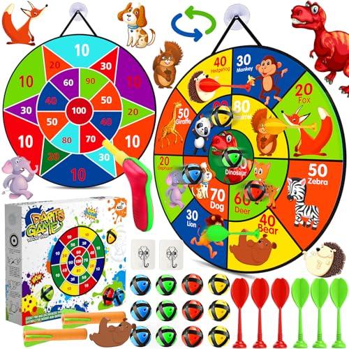 Amzeeniu Double Sided Freccette Gioco di Freccette Sicuro Palline Giochi da Tavolo per Bambini Giocattolo Sport con12 Palline Adesive,6 Freccette Regalo per Bambini,Set di Freccette Regalo(66cm)