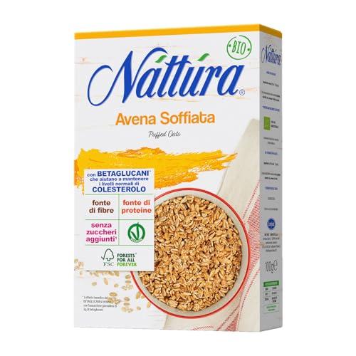 NATTURA Avena Soffiata, Chicchi di Avena Soffiati Senza Zuccheri Aggiunti, Fonte di Proteine e di Fibre, Prodotto Vegano, Contribuisce a Mantenere i Livelli Normali di Colesterolo, Confezione da 125 g