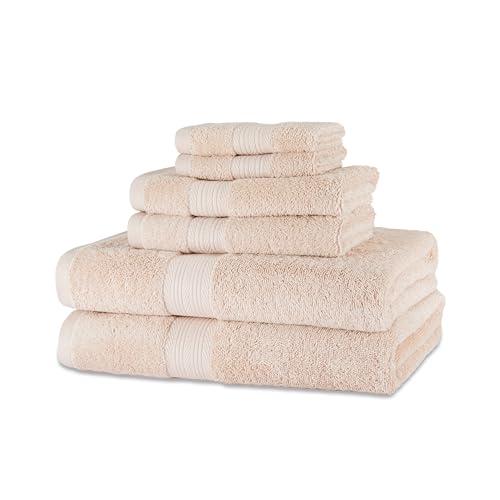 Amazon Basics asciugamani in cotone, resistenti allo sbiadimento, composto da teli 2 bagno, 2 asciugamani e 2 salviette confezione da 6, Rosa Blush