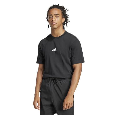 adidas Homme Essentials Small Logo Single Jersey Tee, Black/White, S