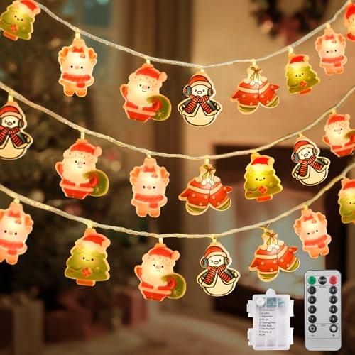 HERMORRYSS Illuminazione Natalizia per Interni, 3 m, 20 LED Palline di Natale, Luci di Natale, 8 Modalità, Bianco Caldo, Luci Natale Decorativa per Albero di Natale Finestra Porta Matrimonio (D)