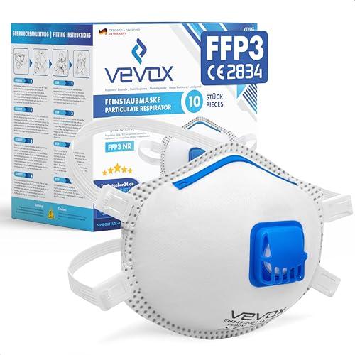 VEVOX® Mascherine FFP3 - scatola da 5, 10, 20 o 5000 – con guarnizione comfort plus – mascherina FFP3 - maschera filtrante respiratoria FFP 3 con valvola - certificata CE per la massima protezione