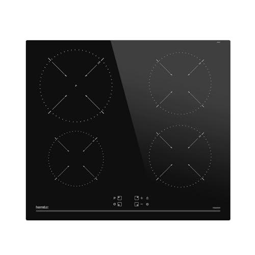 Hermitlux Piano Cottura a Induzione 4 Fuochi 60cm, 7200 W Piastra Induzione con Comandi Touch, Blocco Sicurezza e Timer Elettronico, Nero