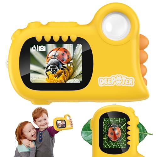 2 in 1 Microscopio Bambini, Deepoter 1000X Microscopio Digitale, Microscopios Portatile con 8 LED Regolabili, Adatto come Regalo di Natale, Compleanno o Capodannodai 3 Aagli 12 Anni, Giallo