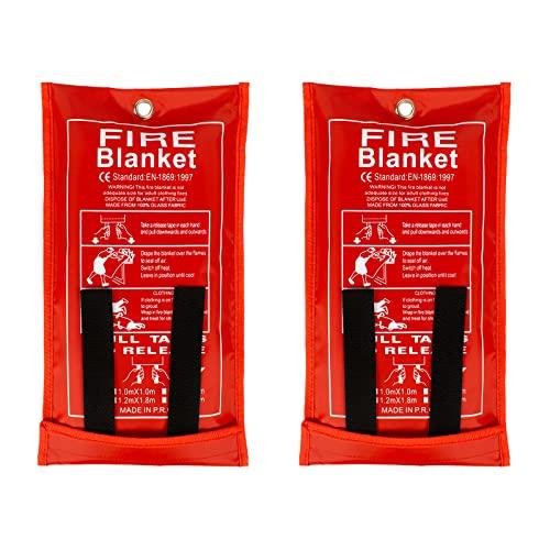FLASLD Coperta antincendio per la casa e la cucina, coperta antincendio in fibra di vetro di emergenza per persone, protezione ignifuga e isolamento termico (100 cm x 100 cm - 2 pezzi)