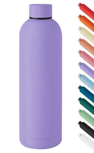 Borraccia Termica Grande 1 Litro Bottiglia Acciaio Inox Inossidabile Doppio Strato 1000 Ml Tappo Antigoccia Doppia Camera Bevande Calde Fredde Termos Sistema Sottovuoto Rivestimento Soft Touch - Lilla