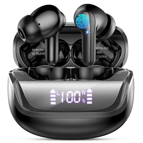 Cuffie Bluetooth, Auricolari Bluetooth 5.4 Stereo HiFi con 4 HD Mic, Cuffie Wireless 45 Ore LED Display, in Ear Cuffiette Bluetooth con Cancellazione Rumore, Cuffie Senza Fili IP7 Impermeabile