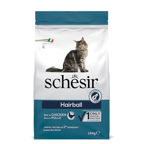 Schesir Hairball, Cibo Secco per Gatti Adulti al Gusto Pollo, Crocchette - Formato Sacco da 1,5 kg