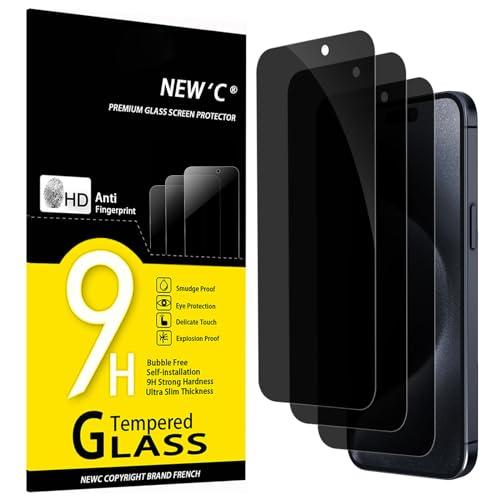 NEW'C 3 Pezzi, Pellicola Protettiva Privacy per iPhone Series, Angolo di Privacy 35 Gradi Bilanciato con Protezione per Gli Occhi, Durezza Ultra Resistente 9H, Senza Bolle