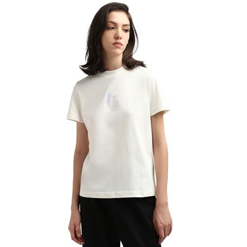 Calvin Klein Jeans Donna T-Shirt Maniche Corte Regular Scollo Rotondo, Bianco (Ivory), XS