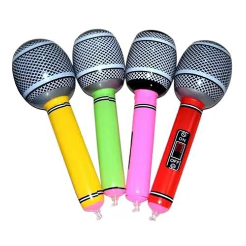 TSUOUKL 4 Microfoni Gonfiabili, Strumenti Musicali Inflabili per Feste - Microfono, Chitarra e Sassofono in Palloncini, Ideale per Feste a Tema e Compleanni (Colore Casuale)