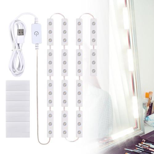 Litinliv Luci da Specchio LED, Lampada USB da Trucco per Tavolo da Toeletta, Dimmabili con 42 LED, Illuminazione Vanità, Kit Camera da Letto