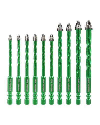 KURSTOL Punta da Trapano Seghettata - 10 pezzi 5 * 2/6 * 4/8 * 2/10/12 mm Punta Trapano Eeccentrica per Legno Plastica Muratura Ceramica Piastrelle Porcellana