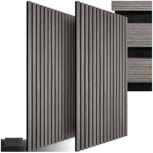 TecTake® Set di 2 Pannelli Acustici Effetto Legno, Pannelli Fonoassorbenti Decorativi per Pareti, Pannelli Fonoassorbenti Soffitto, Pannelli Murali, Design Moderno - Rovere Grigio Chiaro