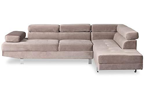 Menzzo Alfa Divano ad Angolo, Velluto, Grigio, 260