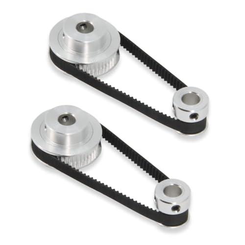 TUZUK Set da 2 pezzi GT2 Ruota sincrona 20 e 40 denti Puleggia dentata in alluminio con foro da 5 mm con cinghia dentata da 2 pezzi Lunghezza 200 mm Larghezza 6 mm (20-40T-5B-6)