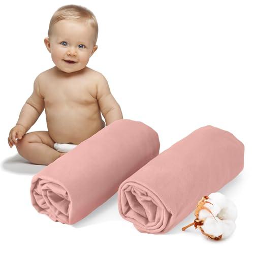 Dreamzie - Set 2 Lenzuolo con Angoli Cotone Bambini - 60x120/ 70x140 - Oeko Tex certificato - Rosa - Lenzuolo con Angoli 60x120/ 70x140