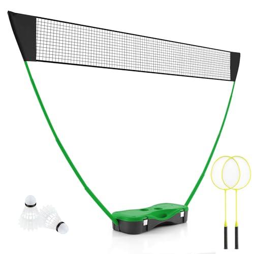 LIFEZEAL Badminton, Set Completo di Badminton Portatile, con Supporto per Rete, Rete, 2 Racchette, 2 Palline, 2 Pali e Scatola, Giochi Sportivi all' Esterno e all' Interno (verde)