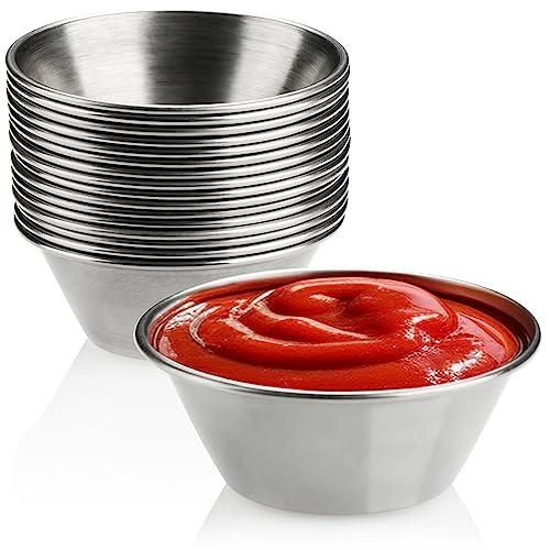com-four® 16x Ciotoline Ø 6 cm in acciaio inox – Mini contenitori per salse, intingoli e snack – Coppette per spezie – Recipiente in metallo – Accessorio da portata