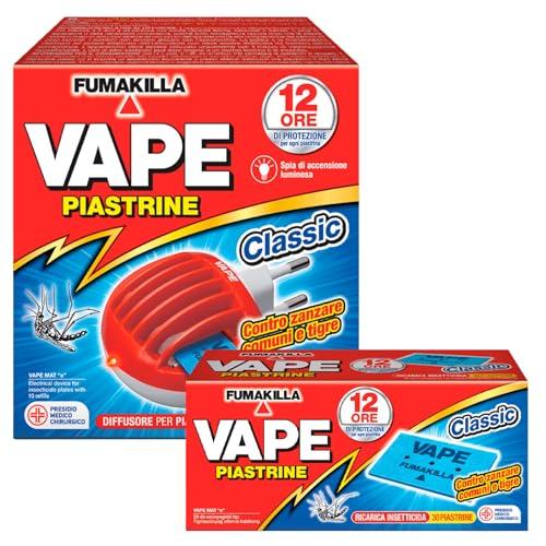 Vape Diffusore Elettrico a Piastrine con 10 Piastrine + 30 Piastrine di Ricarica Classic Repellente Antizanzara contro Zanzare Comuni e Tigre Presidio Medico Chirurgico