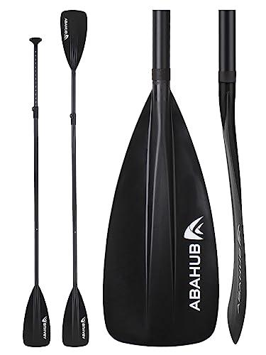 Abahub Pagaia SUP Alluminio Remi Sup Paddle Stand Up Paddle Telescopico 173-213 cm per Tavola da Surf Canoa SUP, Lama in Nylon di Plastica in Nero/Blu/Verde/Rosso/Arancione/Giallo (2 in 1 Pagaia Nero)