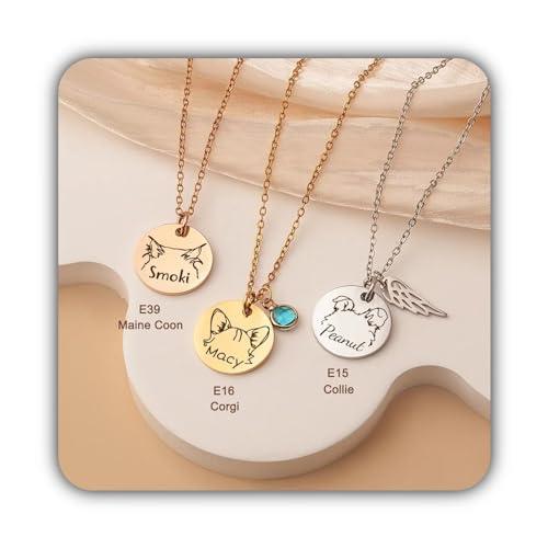 Collana con nome di cane in oro - Collana con orecchio di cane inciso - Regalo di collana per animali domestici per gli amanti degli animali domestici - Collana di razza di cane Corgi