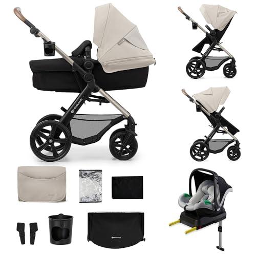 Kinderkraft MOOV 2 Sistema modulare 3 in 1 fino 26 kg, con Ovetto I-SIZE 40-75 cm, MINK FX, Carrozzina reversibile fronte mamma e strada, Schienale regolabile, Ruote EVA, Grigio