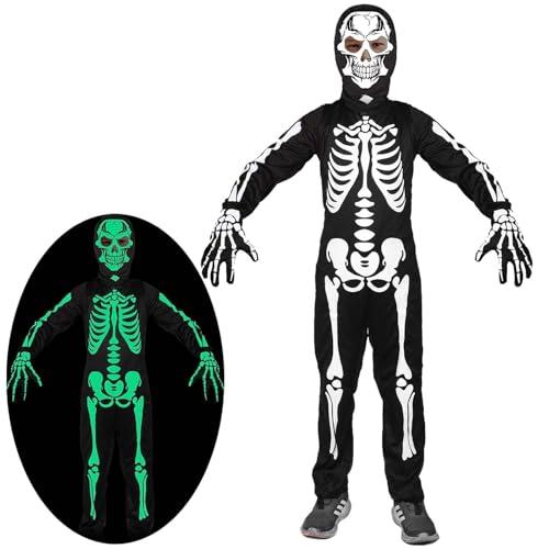 HaoVrisn Costume Halloween Bambino Vestito Halloween Bambino, Costume Scheletro Bambino Vestiti Che si Illuminano di Notte (4-6 anni)