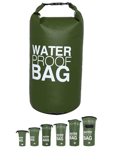 DonDon Dry Bag Borsa Impermeabile da 2l, 5l, 10l, 15l, 20l, 30l con Tracolla - Olivia 10 Litri
