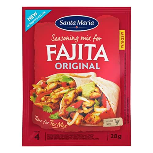 Santa Maria, Spezie Miste per Fajitas, Mix Tipico della Cucina Tex-Mex, Miscela di Erbe Aromatiche, Ottimo con Carne e Pollo, Usalo per Arricchire ogni Ricetta, Medio-Piccante, Senza Coloranti, 28 g