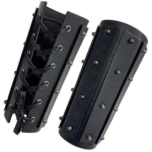 1 paio di guardie medievali del braccio, guanto vichingo in finta pelle, bracciali del cavaliere d'epoca, armatura rinascimentale, Protezioni per il braccio in pelle LARP