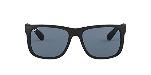 Ray-Ban Justin RB4165 Non-Polarized- Occhiali da Sole Unisex, Nero (Frame: Nero, Lenti: Polarized Blue Classic 622 / 2V), 54 mm