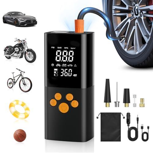 Compressore Aria Portatile, 180PSI Compressore Portatile per Auto con Batteria 25000mAh, Intelligente Un Clic Pompa Elettrica per Bicicletta, Moto e Altro Ancora con Misuratore di Pressione (nero)