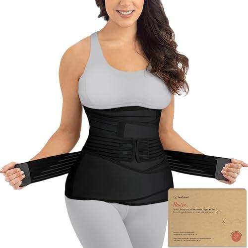3 in 1 Post-Partum Supporto per La Pancia Involucro di Recupero - Ventre per Postnatale, Gravidanza, maternità - Cinturini per Donne Shaper per Il Corpo - Cintura Shapewear (Midnight Black, XL)