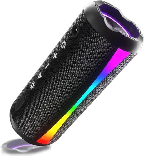 Cassa Bluetooth Portatile Potente 20W, Altoparlante Bluetooth 5.4 con HiFi Stereo, IP7 Impermeabile Speaker Bluetooth con HD Microfono, Luce RGB, Accoppiamento TWS, 20 Ore di Autonomia, USB-C, Nero